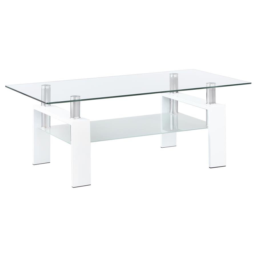 703438_02x900.jpg DYER 1-SHELF RECTANGULAR GLASS TOP COFFEE TABLE WHITE - Image 1