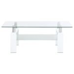 DYER 1-SHELF RECTANGULAR GLASS TOP COFFEE TABLE WHITE - Image 3
