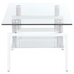 DYER 1-SHELF RECTANGULAR GLASS TOP COFFEE TABLE WHITE - Image 4
