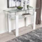 DYER RECTANGULAR GLASS TOP ENTRYWAY SOFA CONSOLE TABLE WHITE - Image 2