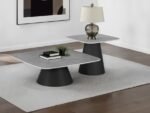 EASON 2-PIECE COCKTAIL COFFEE TABLE SET CONCRETE AND BLACK - Image 2