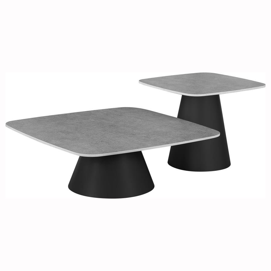 703500_02x900.jpg EASON 2-PIECE COCKTAIL COFFEE TABLE SET CONCRETE AND BLACK - Image 1