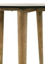 ALDIS ROUND MARBLE TOP COFFEE TABLE WHITE AND NATURAL - Image 5