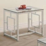 MERCED SQUARE GLASS TOP SIDE END TABLE NICKEL - Image 2