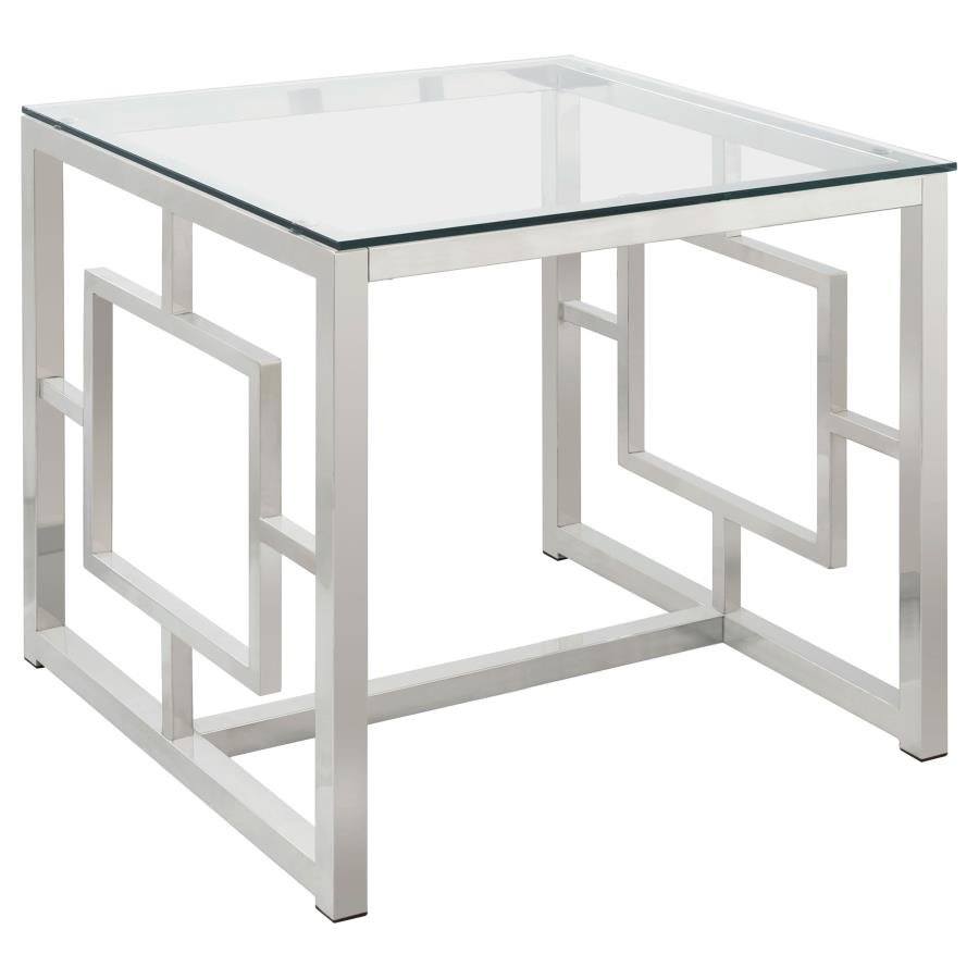 703737_02x900.jpg MERCED SQUARE GLASS TOP SIDE END TABLE NICKEL - Image 1