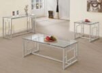 MERCED SQUARE GLASS TOP SIDE END TABLE NICKEL - Image 4