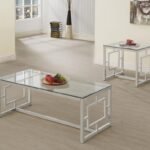 MERCED 2-PIECE RECTANGULAR COFFEE AND END TABLE SET NICKEL