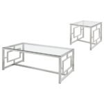 MERCED 2-PIECE RECTANGULAR COFFEE AND END TABLE SET NICKEL - Image 2
