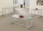MERCED 3-PIECE RECTANGULAR COFFEE AND END TABLE SET NICKEL