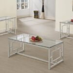 MERCED 3-PIECE RECTANGULAR COFFEE AND END TABLE SET NICKEL