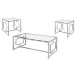 MERCED 3-PIECE RECTANGULAR COFFEE AND END TABLE SET NICKEL - Image 2