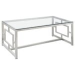 MERCED RECTANGULAR GLASS TOP COFFEE TABLE NICKEL
