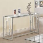 MERCED GLASS TOP METAL ENTRYWAY CONSOLE TABLE NICKEL - Image 2