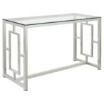 MERCED GLASS TOP METAL ENTRYWAY CONSOLE TABLE NICKEL