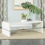 AIRELL RECTANGULAR COFFEE TABLE WITH SHELF WHITE HIGH GLOSS - Image 2