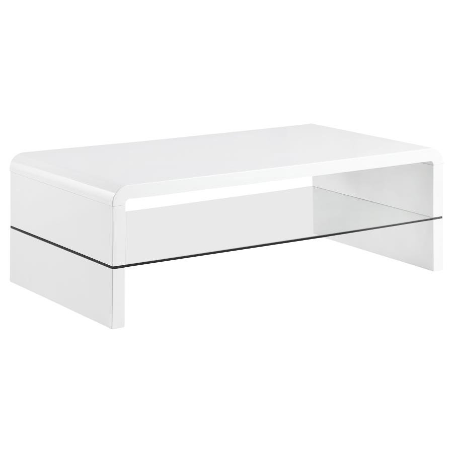 703798_02x900.jpg AIRELL RECTANGULAR COFFEE TABLE WITH SHELF WHITE HIGH GLOSS - Image 1