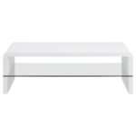 AIRELL RECTANGULAR COFFEE TABLE WITH SHELF WHITE HIGH GLOSS - Image 3