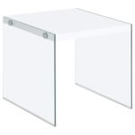 OPAL SQUARE GLASS FRAME SIDE END TABLE WHITE HIGH GLOSS