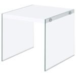OPAL SQUARE GLASS FRAME SIDE END TABLE WHITE HIGH GLOSS - Image 4