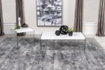 OPAL SQUARE GLASS FRAME SIDE END TABLE WHITE HIGH GLOSS - Image 7