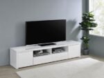 JUDE 2-DOOR ENGINEERED WOOD 79-INCH TV STAND HIGH GLOSS WHITE - Image 2