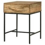 STEPHIE RECTANGULAR SIDE END TABLE WITH STORAGE HONEY BROWN - Image 9