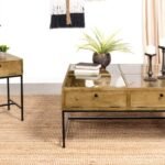 STEPHIE 2-PIECE SQUARE COFFEE AND END TABLE SET HONEY BROWN