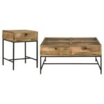 STEPHIE 2-PIECE SQUARE COFFEE AND END TABLE SET HONEY BROWN - Image 2