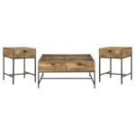 STEPHIE 3-PIECE SQUARE COFFEE AND END TABLE SET HONEY BROWN - Image 2