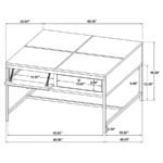 STEPHIE 4-DRAWER SQUARE GLASS TOP COFFEE TABLE HONEY BROWN - Image 9