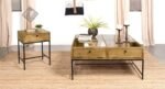 STEPHIE 4-DRAWER SQUARE GLASS TOP COFFEE TABLE HONEY BROWN - Image 10