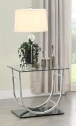 DANVILLE SQUARE U-SHAPED GLASS TOP SIDE END TABLE CHROME - Image 2