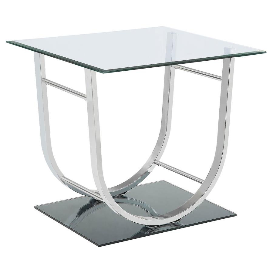 704987_02x900.jpg DANVILLE SQUARE U-SHAPED GLASS TOP SIDE END TABLE CHROME - Image 1