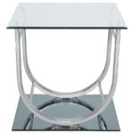 DANVILLE SQUARE U-SHAPED GLASS TOP SIDE END TABLE CHROME - Image 3