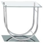 DANVILLE SQUARE U-SHAPED GLASS TOP SIDE END TABLE CHROME - Image 4