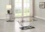 DANVILLE 2-PIECE GLASS TOP COFFEE AND END TABLE SET CHROME