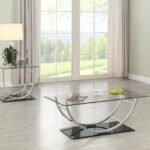 DANVILLE 2-PIECE GLASS TOP COFFEE AND END TABLE SET CHROME