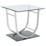 DANVILLE 2-PIECE GLASS TOP COFFEE AND END TABLE SET CHROME - Image 3