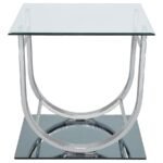 DANVILLE 2-PIECE GLASS TOP COFFEE AND END TABLE SET CHROME - Image 4