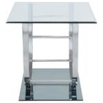 DANVILLE 2-PIECE GLASS TOP COFFEE AND END TABLE SET CHROME - Image 5