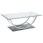 DANVILLE 2-PIECE GLASS TOP COFFEE AND END TABLE SET CHROME - Image 6