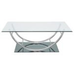 DANVILLE 2-PIECE GLASS TOP COFFEE AND END TABLE SET CHROME - Image 7