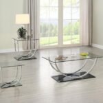 DANVILLE 3-PIECE GLASS TOP COFFEE AND END TABLE SET CHROME