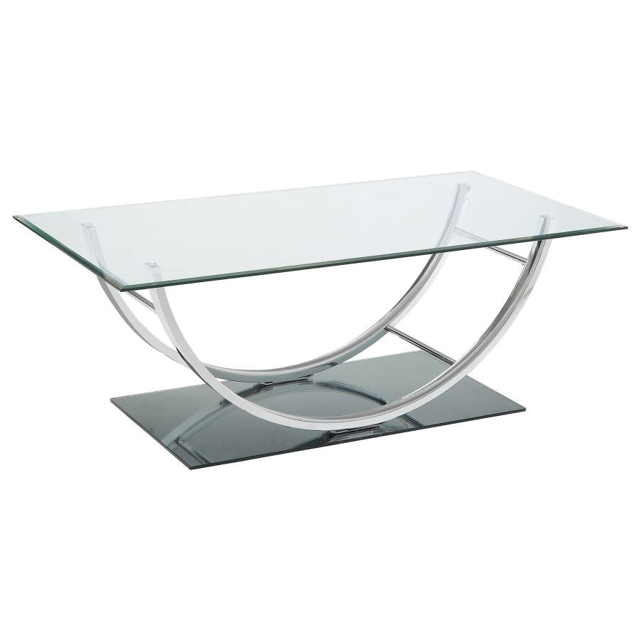 704988_02x900.jpg DANVILLE RECTANGULAR U-SHAPED GLASS TOP COFFEE TABLE CHROME - Image 1
