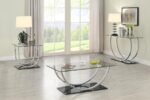 DANVILLE RECTANGULAR U-SHAPED GLASS TOP COFFEE TABLE CHROME - Image 7