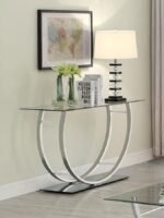 DANVILLE U-SHAPED GLASS TOP ENTRYWAY CONSOLE TABLE CHROME - Image 2