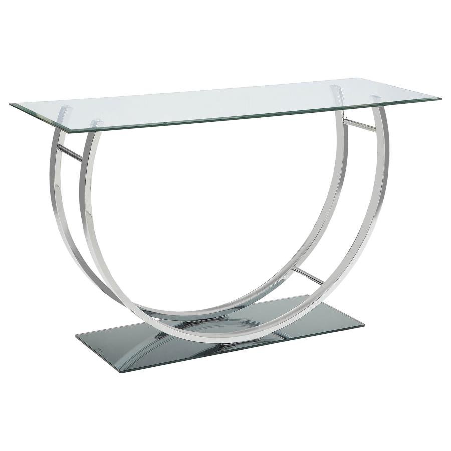 704989_02x900.jpg DANVILLE U-SHAPED GLASS TOP ENTRYWAY CONSOLE TABLE CHROME - Image 1