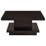 RESTON SQUARE ENGINEERED WOOD COFFEE TABLE WITH CASTERS CAPPUCCINO - Image 3