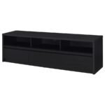RUTLAND 78-INCH 3-DRAWER TV STAND MEDIA CONSOLE BLACK - Image 5