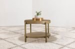 ARINI ROUND END SIDE TABLE WITH STORAGE SHELF SAND WASH - Image 2